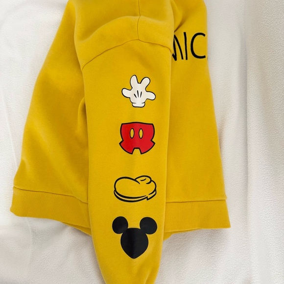 Disney Parks Mickey Sweatshirt Yellow Size Medium Unisex Graphic Embroidery - Picture 10 of 11
